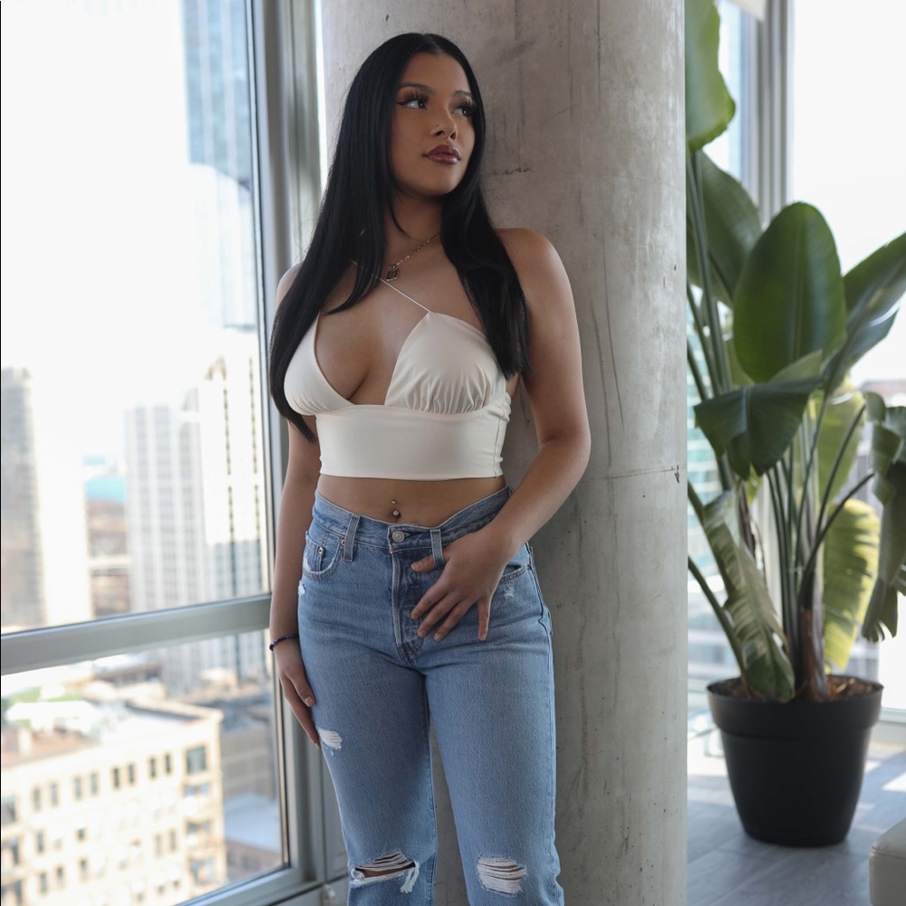 Asymmetric Plunge Crop Top